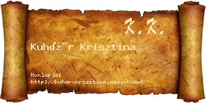 Kuhár Krisztina névjegykártya
