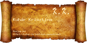 Kuhár Krisztina névjegykártya